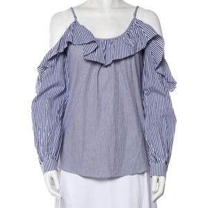 Parker Blue Striped Off-The-Shoulder Blouse XS